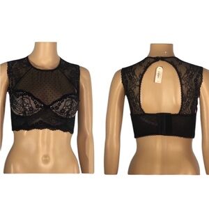 Dobreva Black Bustier Corset Cropped Lace Tank Bra Womens Size 34A